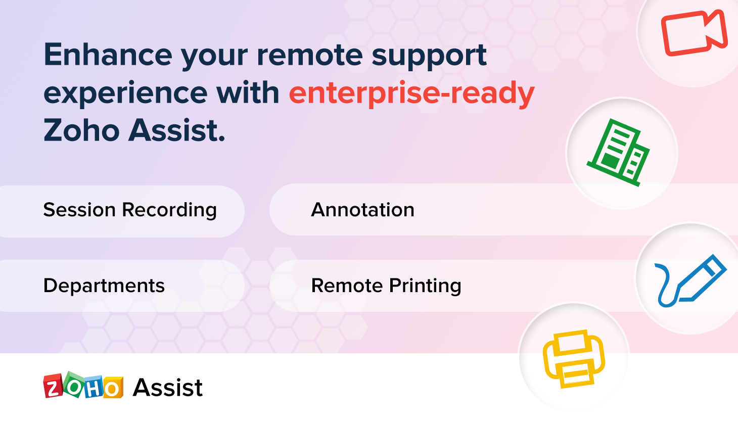 It's here! Rolling out Session Recording, Annotation, Remote Printing, and more in Zoho Assist.