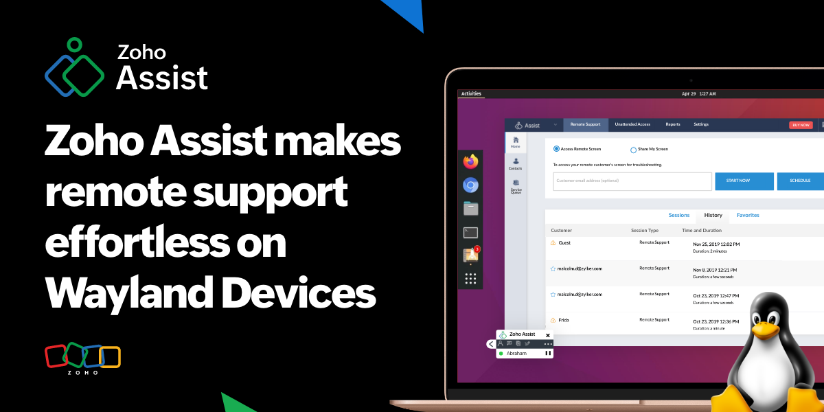 Zoho Assist makes remote support easy on Linux Wayland devices