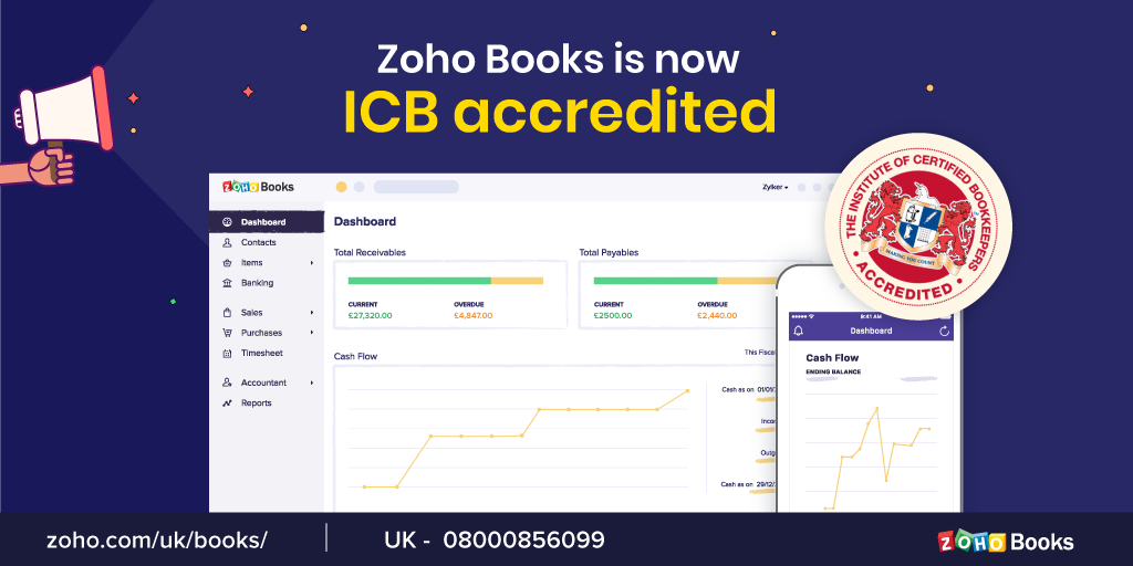 The Institute of Certified Bookkeepers accredits Zoho Books