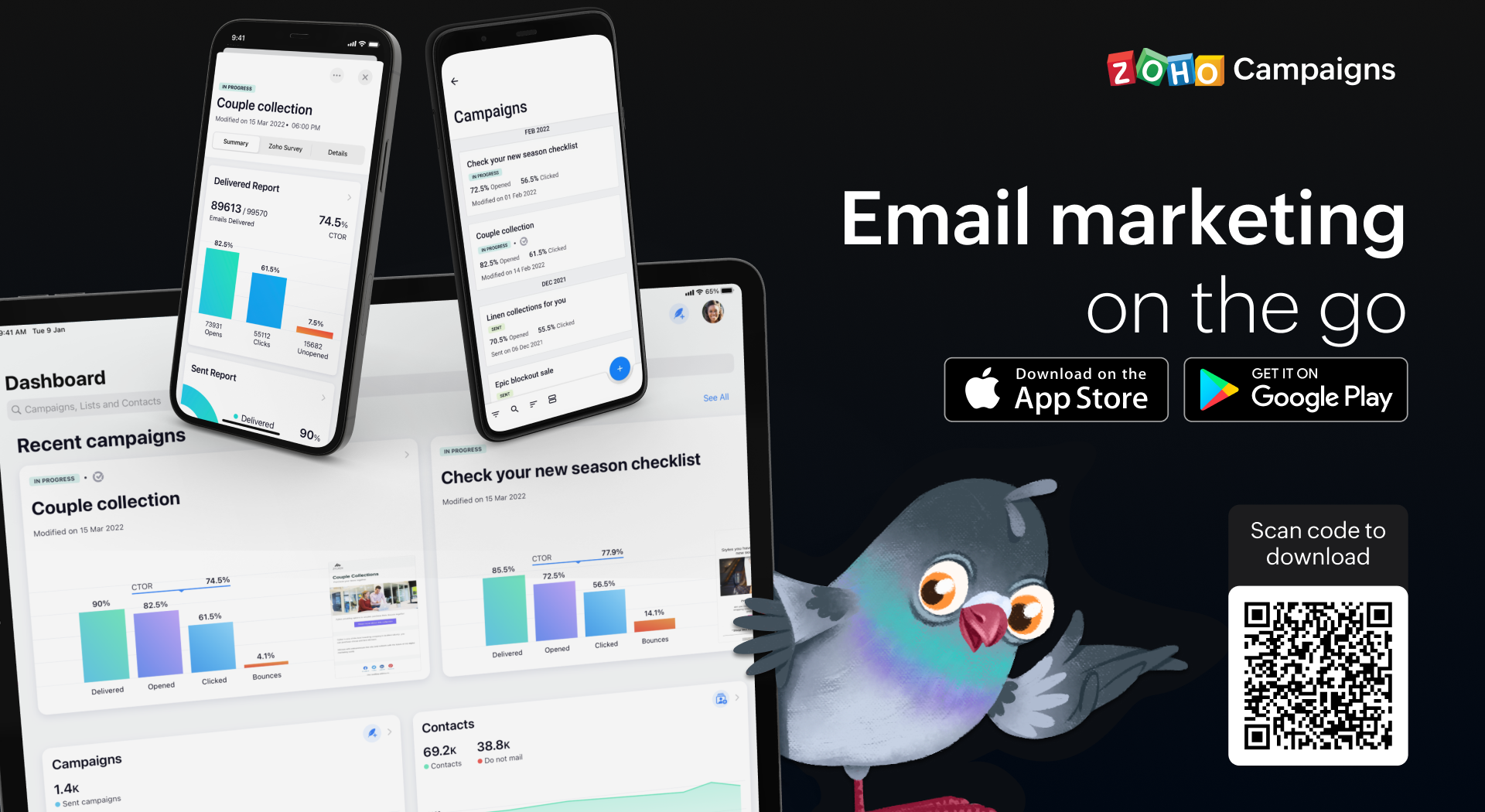 Work smarter with the completely redesigned Zoho Campaigns mobile app