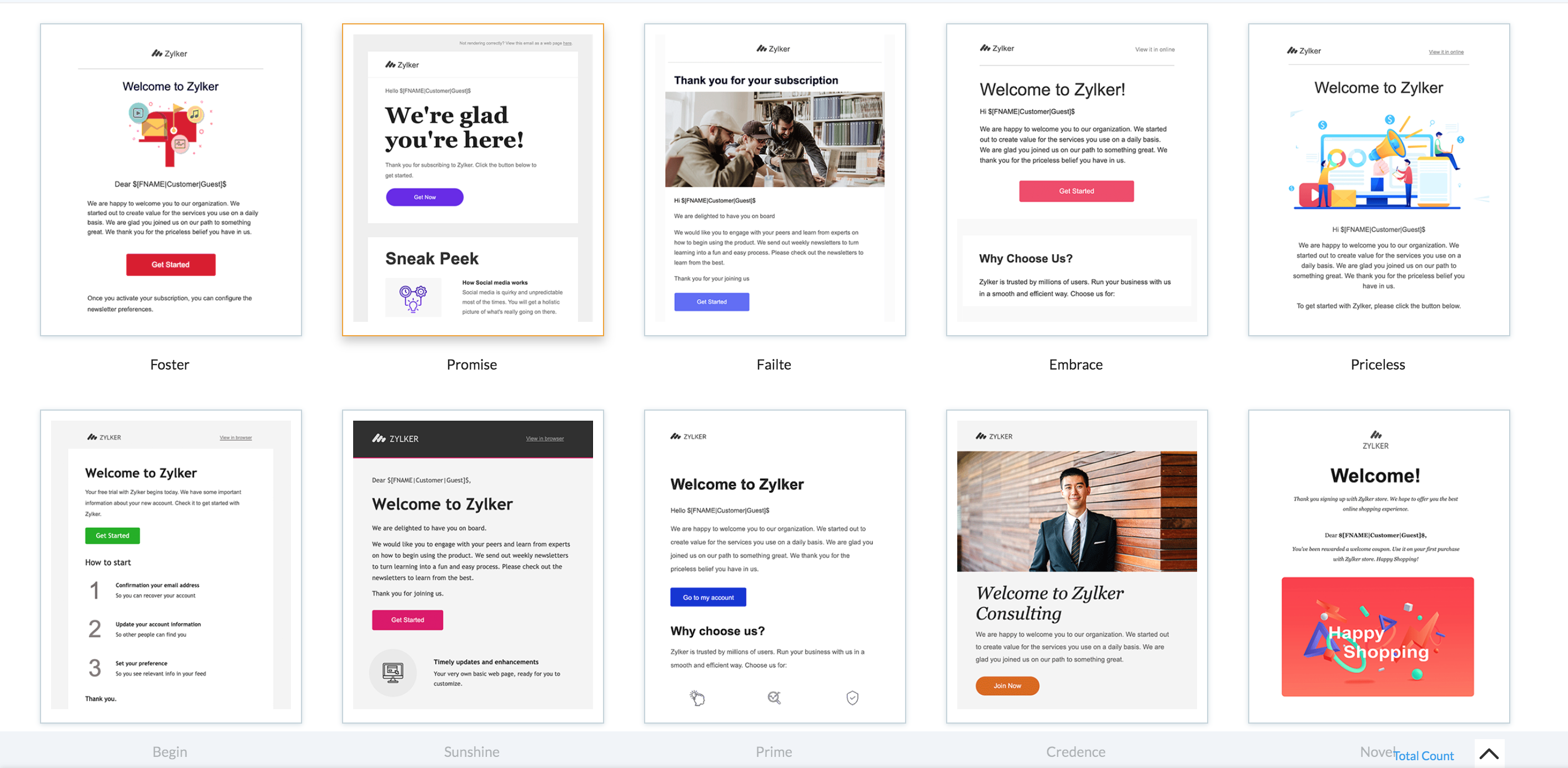 Pre-designed welcome email templates 