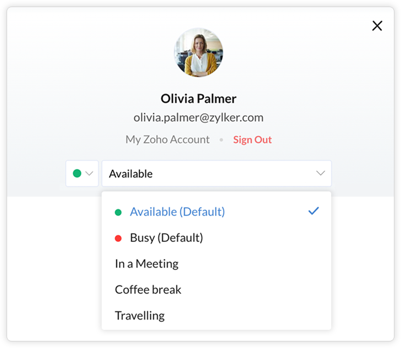 Change your Cliq status to keep your team aware of your whereabouts.