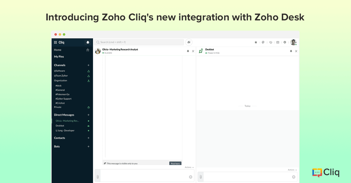 Introducing Zoho Cliq's new integration with Zoho Desk