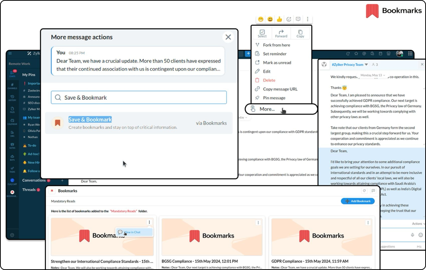 Save and bookmark important information on the go with Bookmarks Extension for Zoho Cliq
