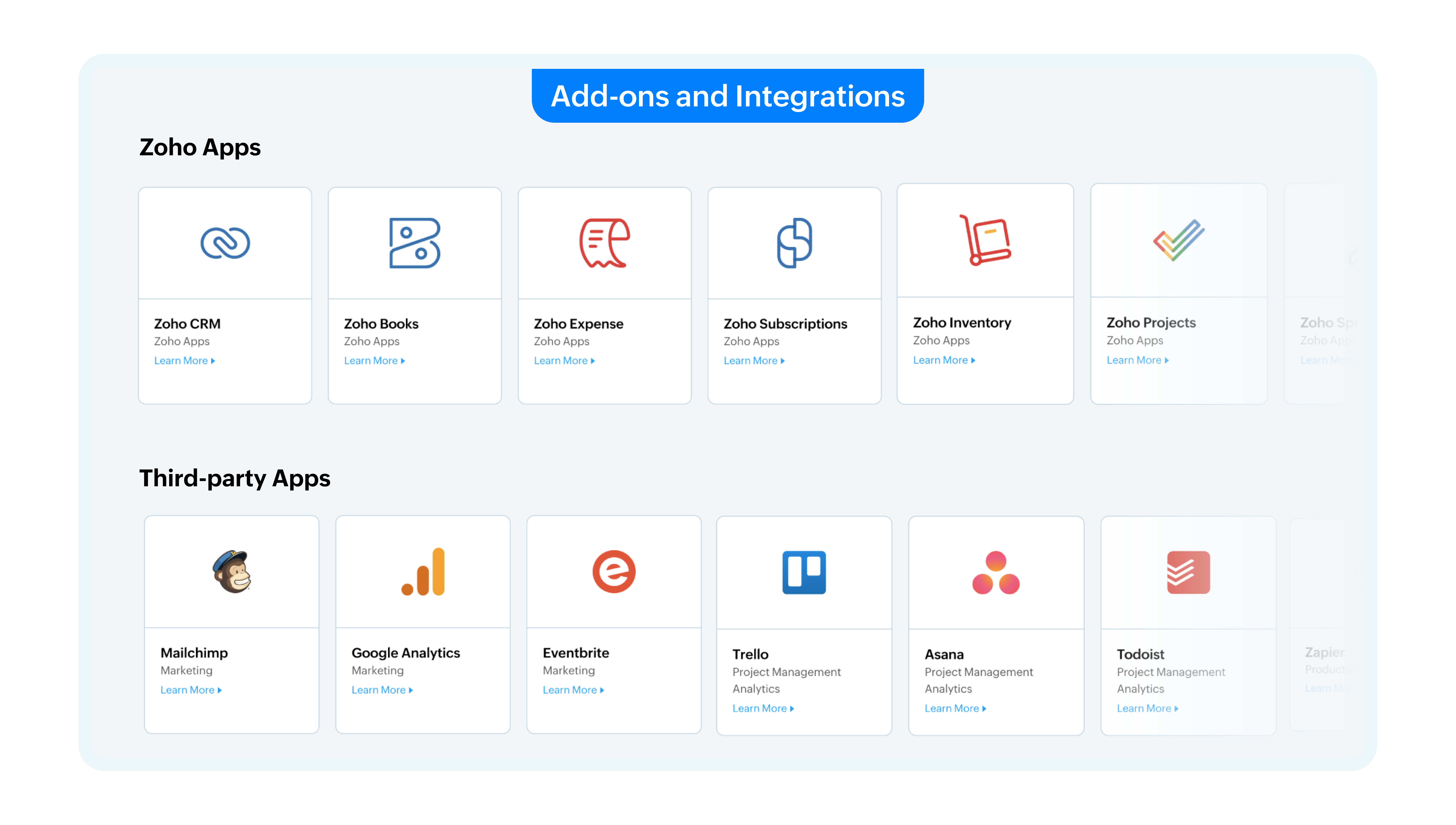 Zoho Cliq add-ons and integrations.