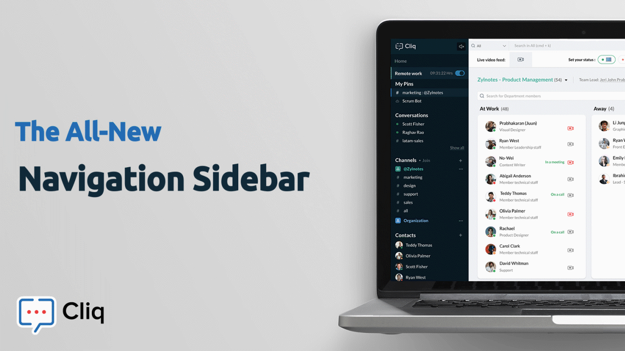 Easily find your way around in Cliq with the all new navigation sidebar