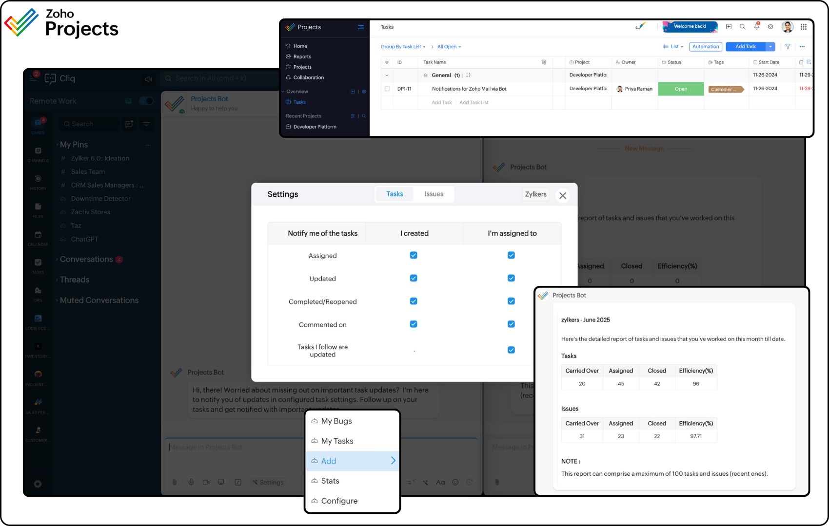 Elevate your project management in Zoho Cliq with Zoho Projects Extension for Zoho Cliq