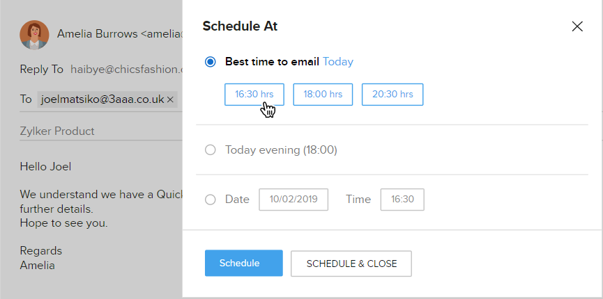 Schedule emails and follow-ups