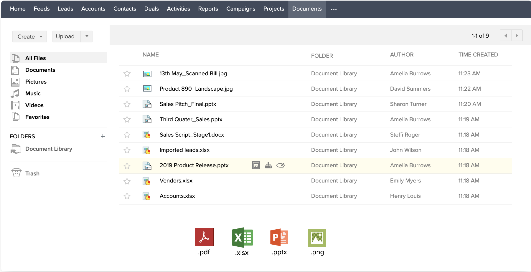 Zoho CRM document library
