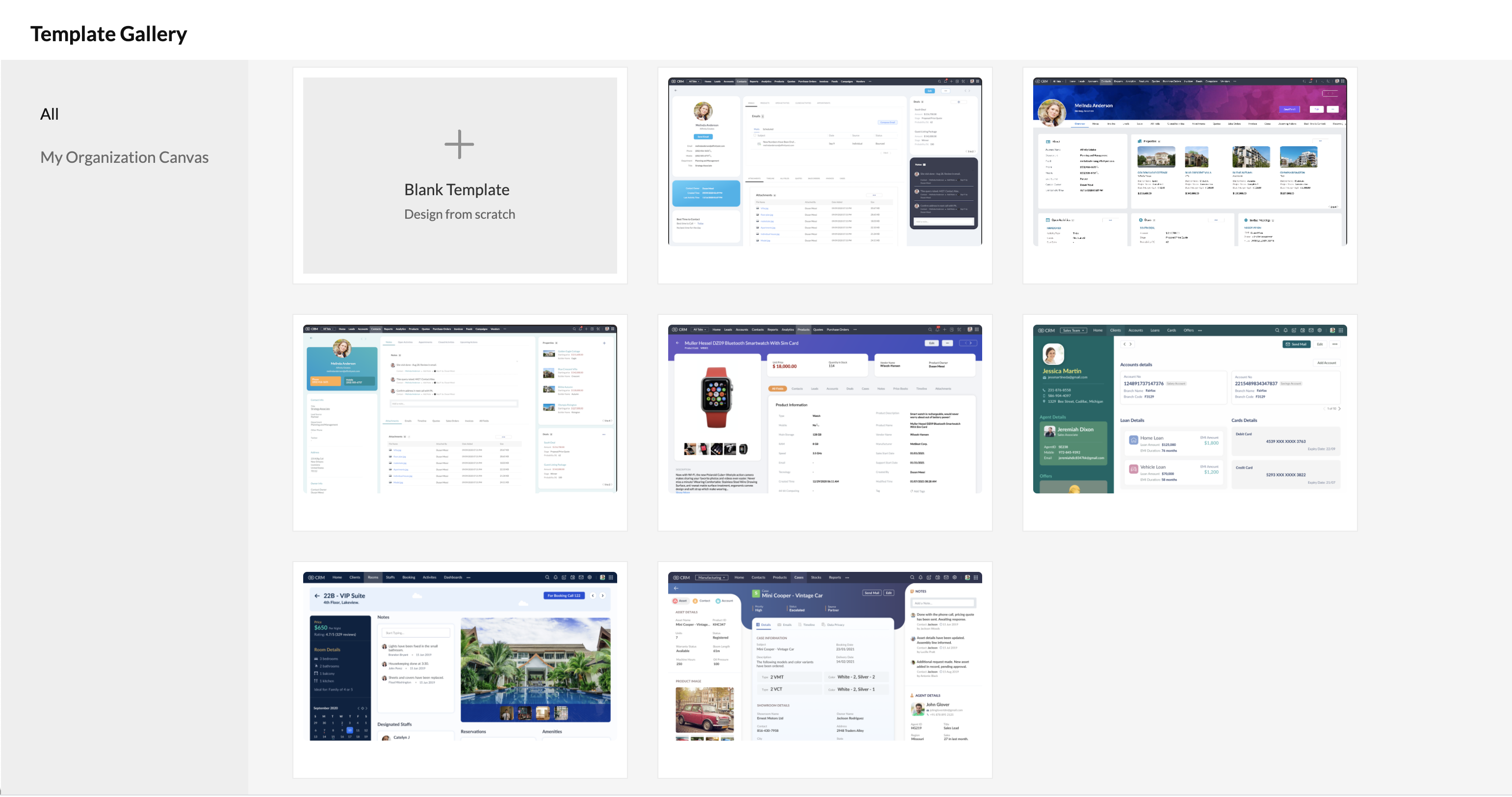 canvas for zoho crm templates