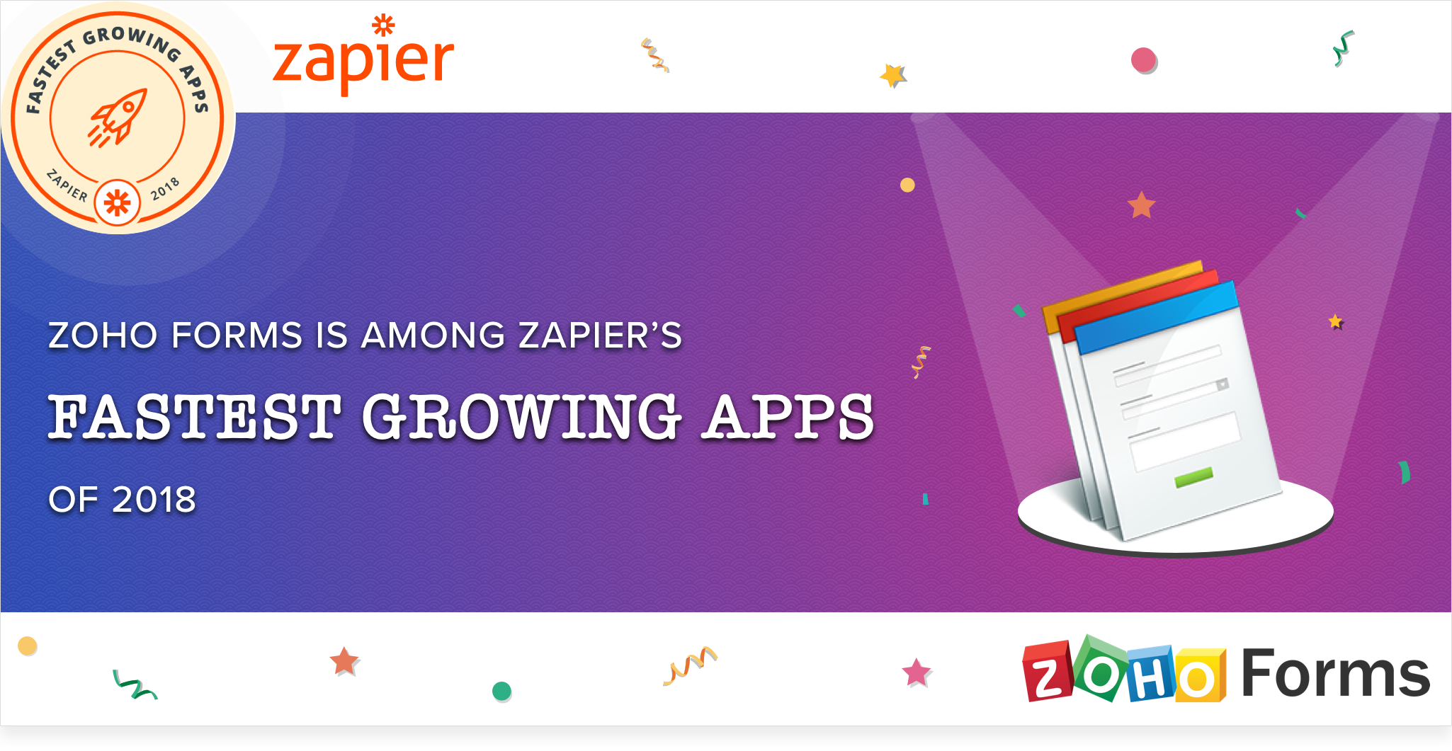 Zoho Forms is among Zapier's fastest growing apps of 2018