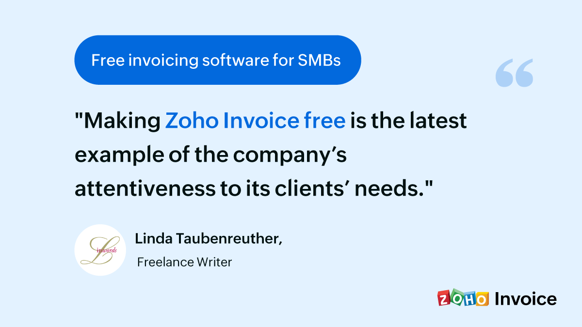 Zoho Invoice is free-Customer feedback
