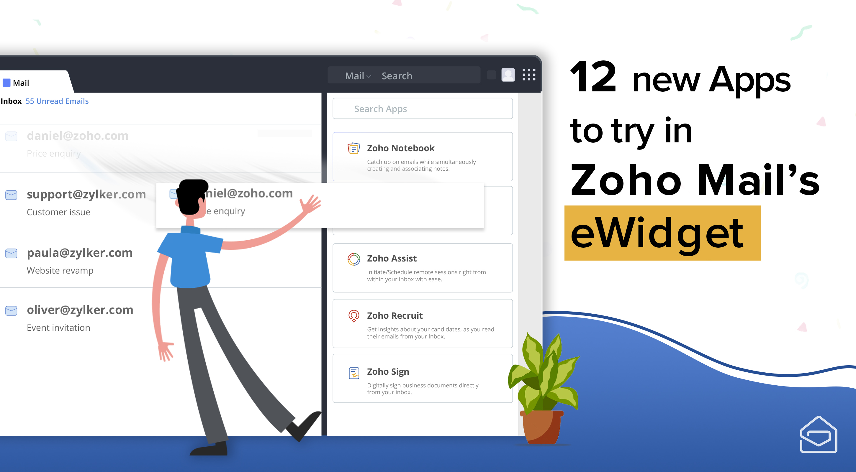 New apps in Zoho Mail's eWidget