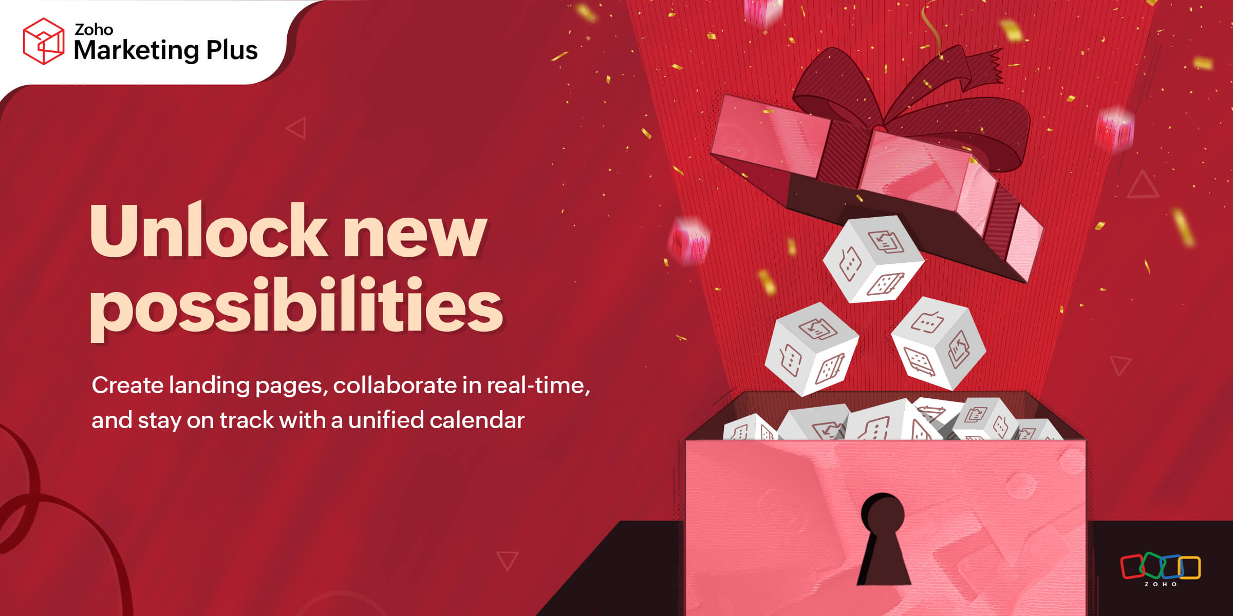 Introducing a landing page builder, powerful collaboration tool, and unified marketing calendar in Zoho Marketing Plus