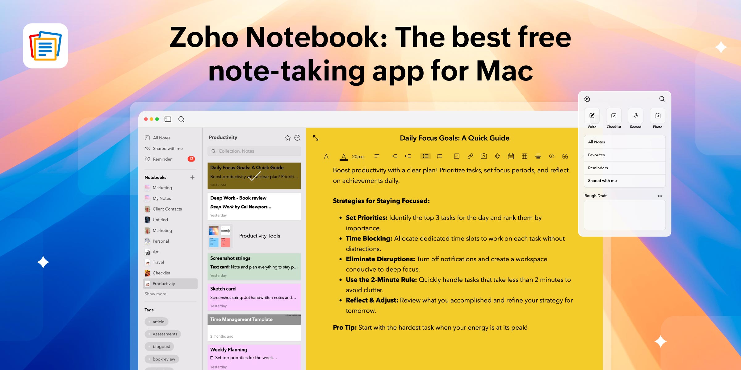 Zoho Notebook: The best free note-taking app for Mac