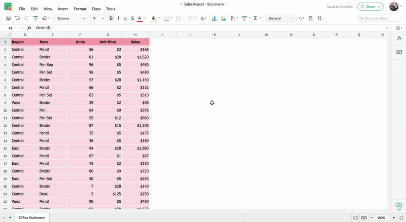 Zia creating instant pivot tables and charts for you.