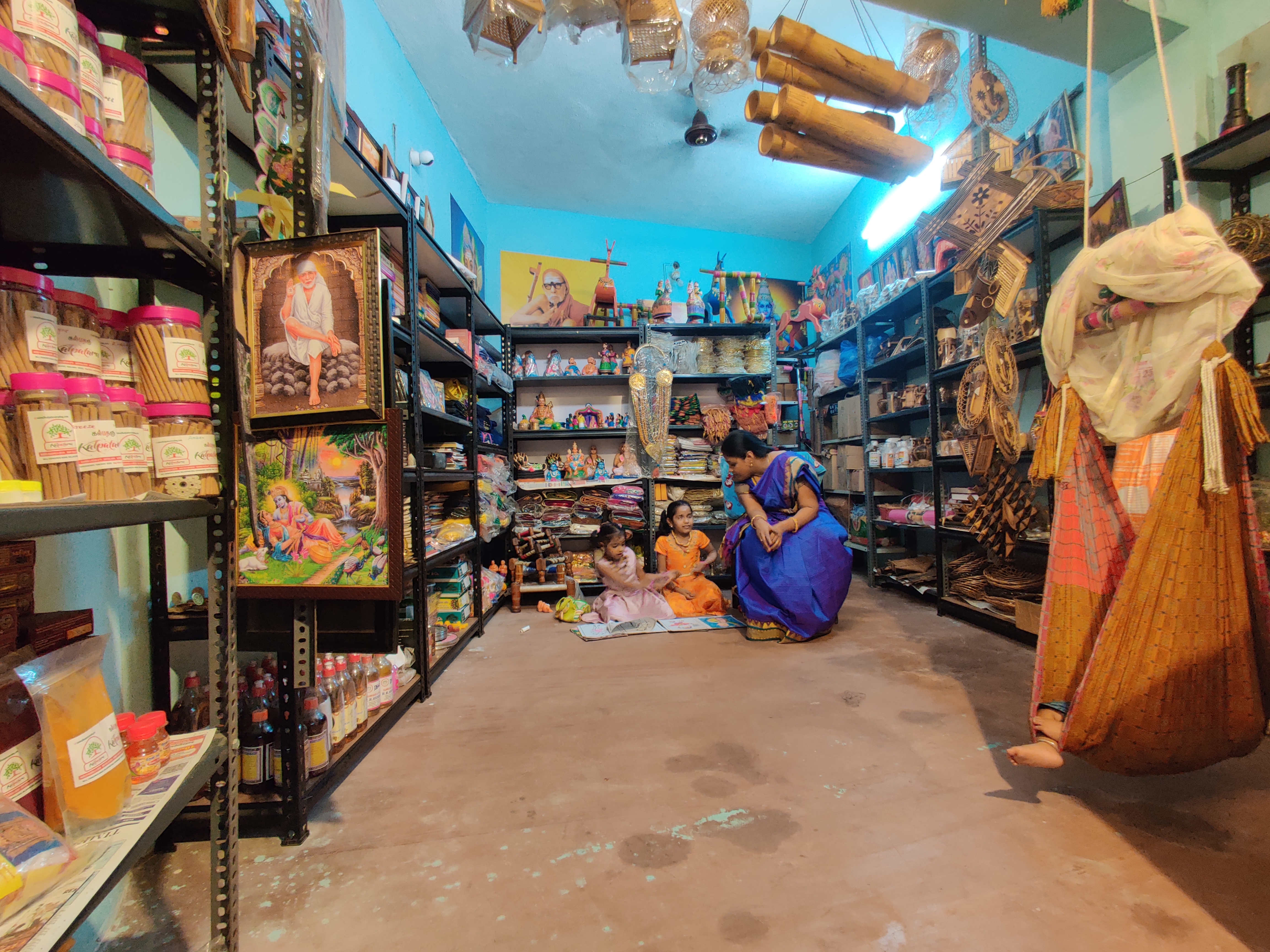 Kalpataru, a religious boutique where you can find handicrafts, bamboo bottles, handmade religious statues, customized incense sticks and fragrances, organic soaps, and more.