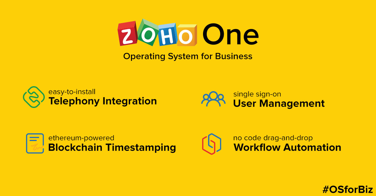 Zoho One gets major updates in the form of telephony integrator, single sign-on, app provisioning and a new app for workflow automation
