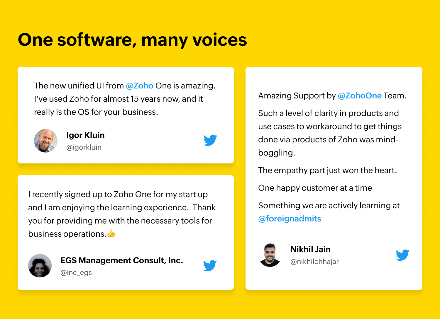 Feedback from Zoho One customers in 2021
