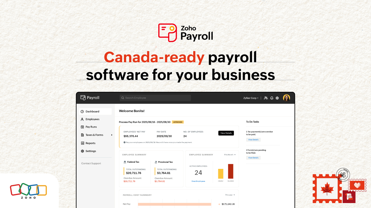 Zoho Payroll is now available in Canada