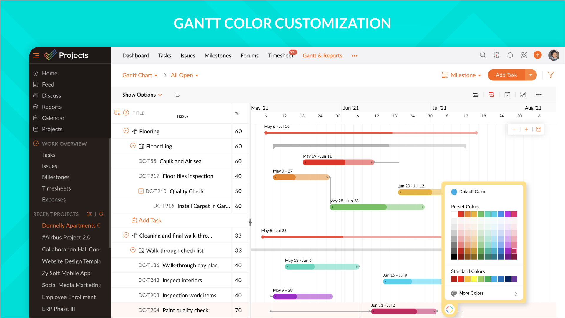 Gantt color customization