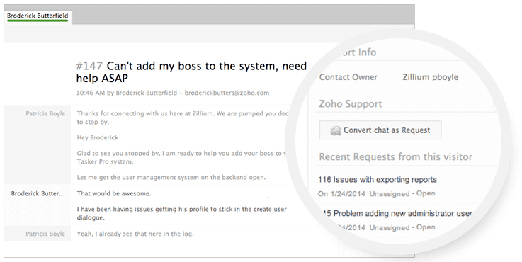 LiveDesk + Zoho Support = Instant Customer Happiness