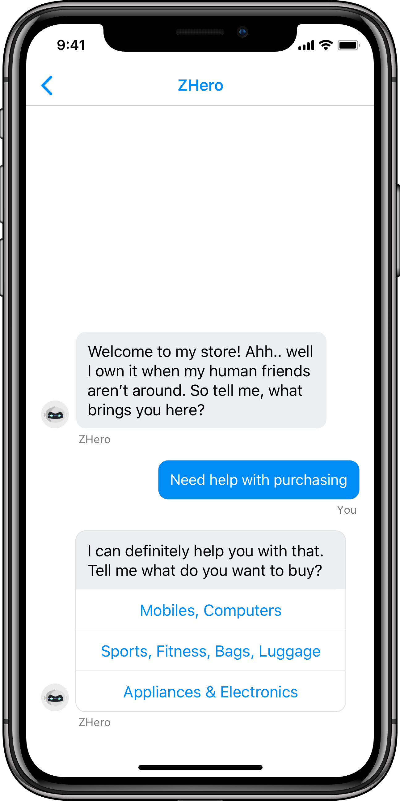 chatbot for mobile business apps iOS