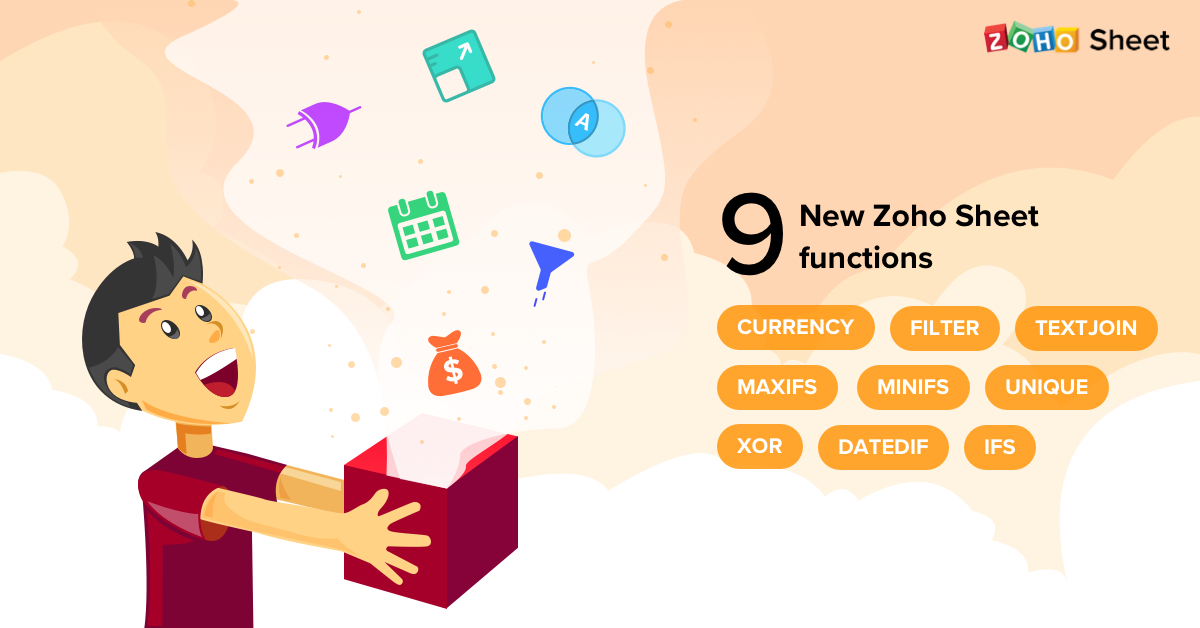 Nine powerful new Zoho Sheet functions, including currency conversion
