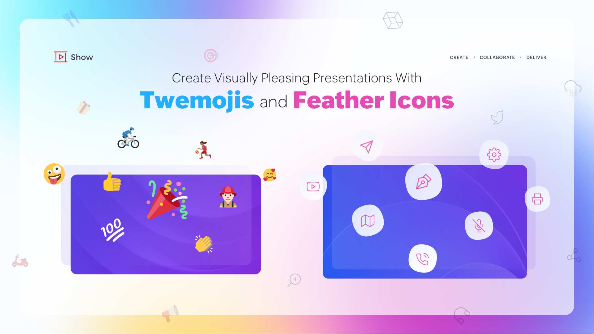 Create visually pleasing presentations with Twemojis and Feather Icons