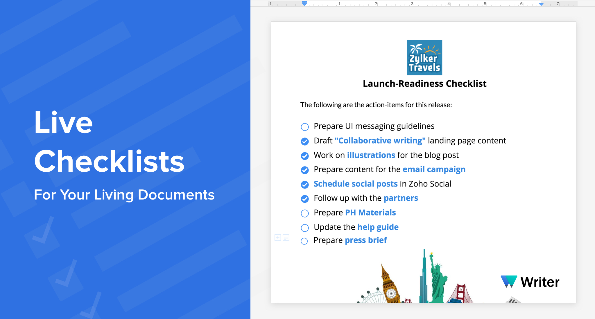 Checklists in Writer