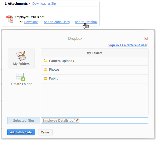 Managing your email attachments got better with Dropbox integration in Zoho Mail
