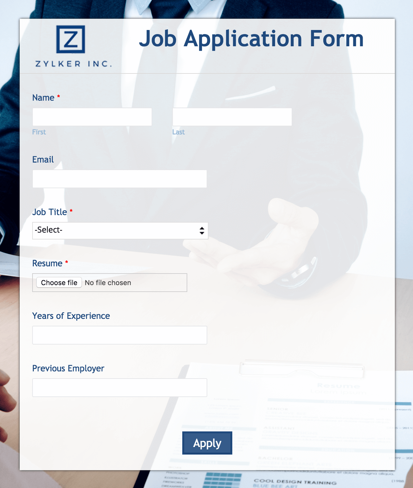 job application form