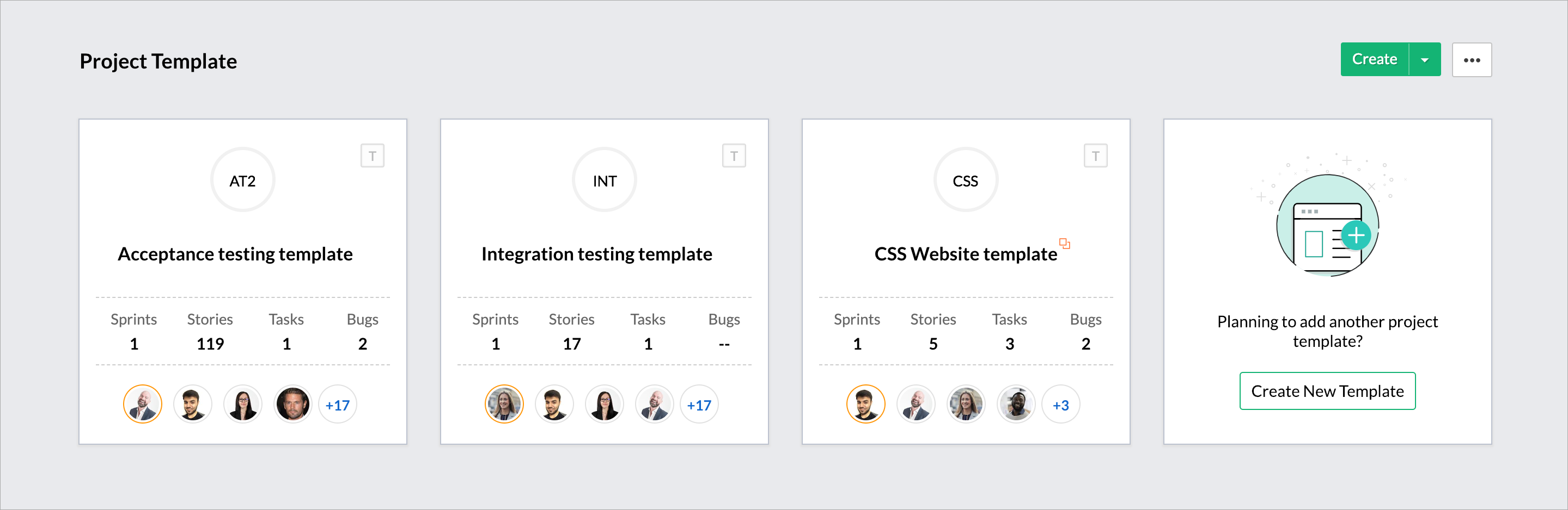 Project Templates in Zoho Sprints 