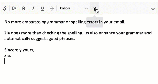 Sneak peek into Zia's grammar and style suggestions in Zoho Mail
