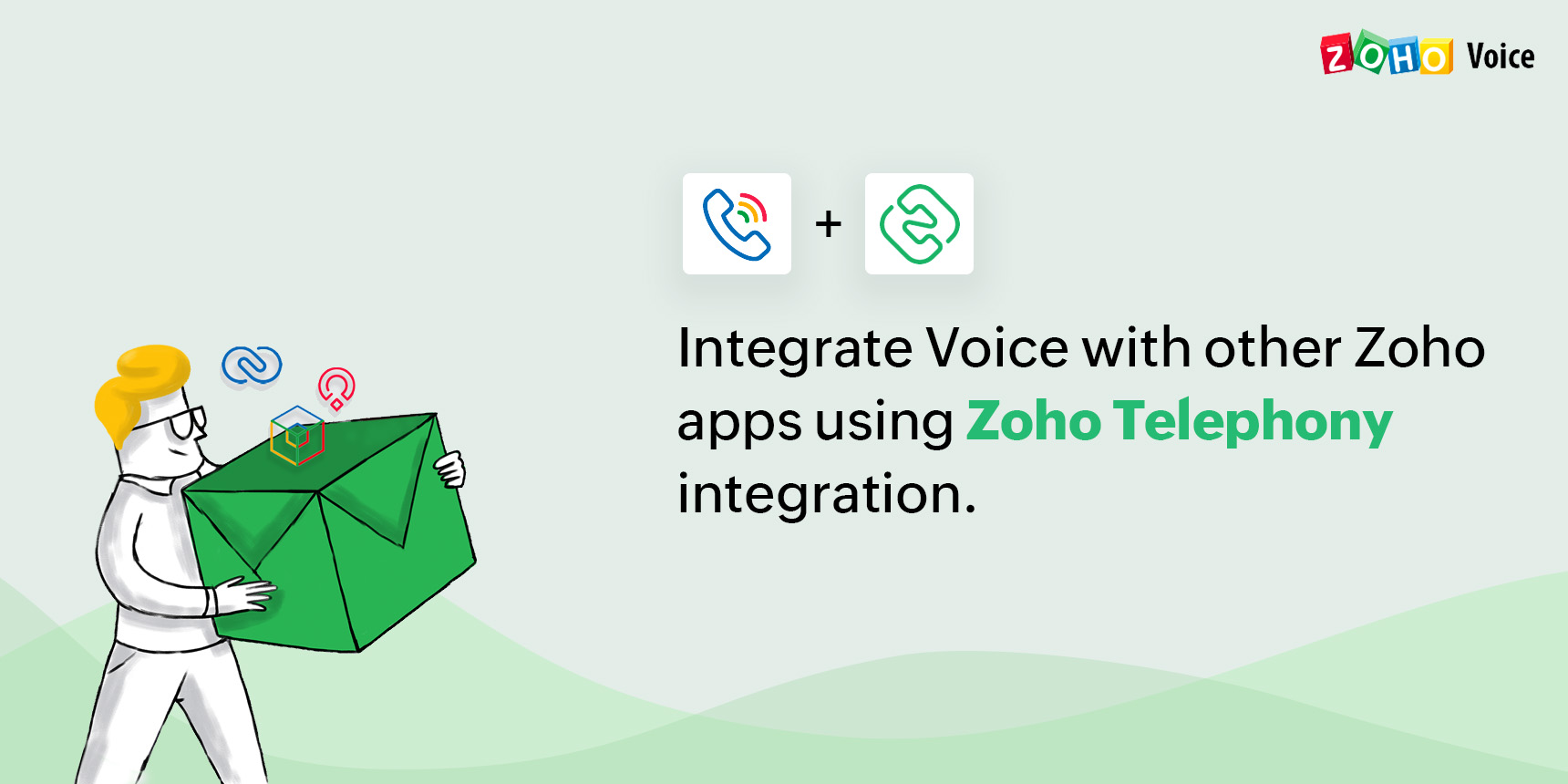 Make and receive calls directly from your Zoho apps using the new Voice-Telephony integration.