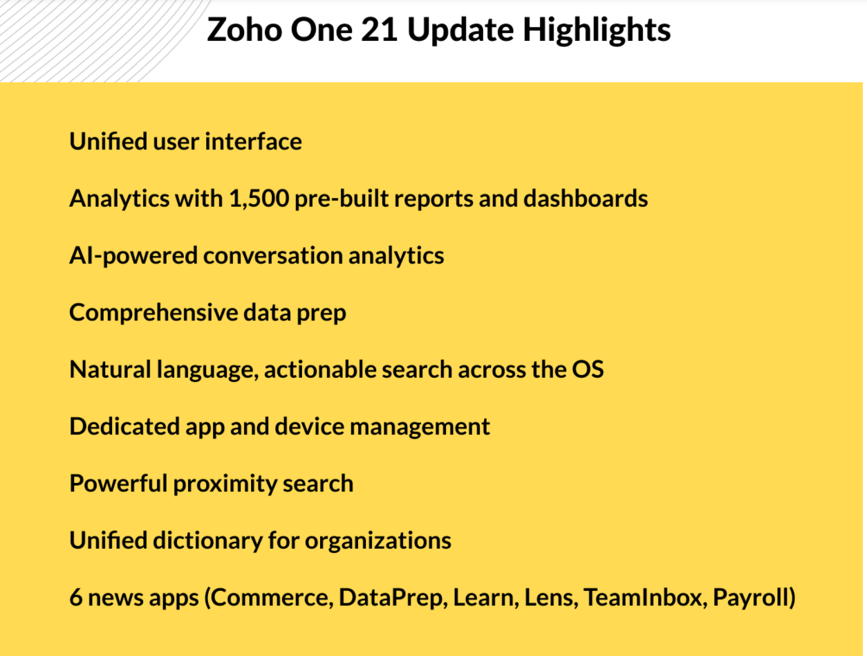الإعلان عن النسخة 21 من زوهو وان، نظام التشغيل الموحد للأعمال الجديد كلياً