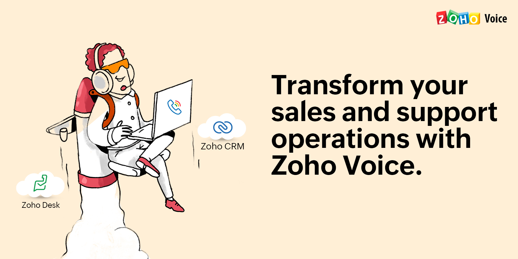 Zoho Voice places a phone system inside Zoho CRM and Desk